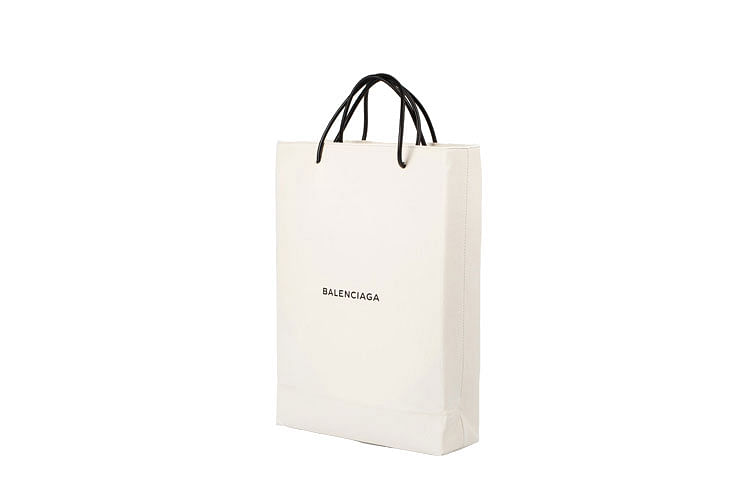 Balenciaga paper best sale bag leather