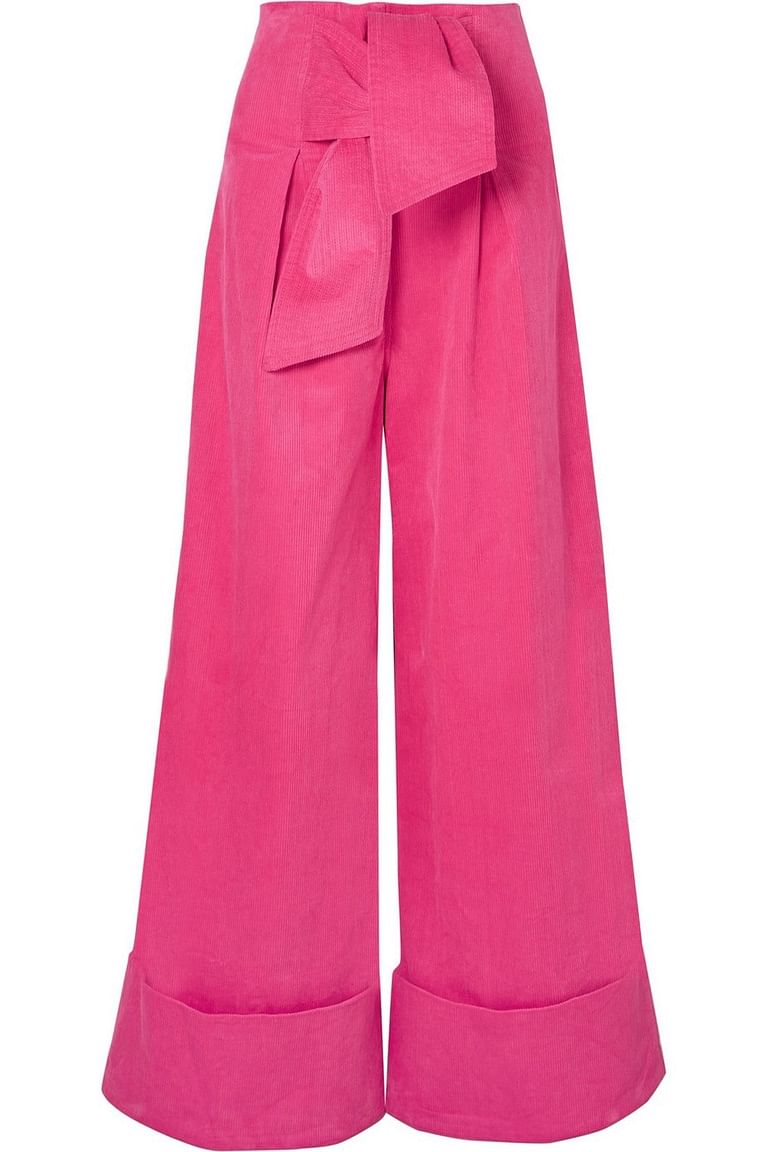 Vila Petite wide leg flared suit trousers in bright pink | ASOS
