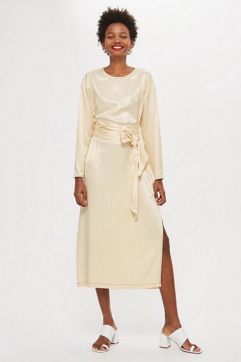 Satin ovoid midi 2025 dress topshop