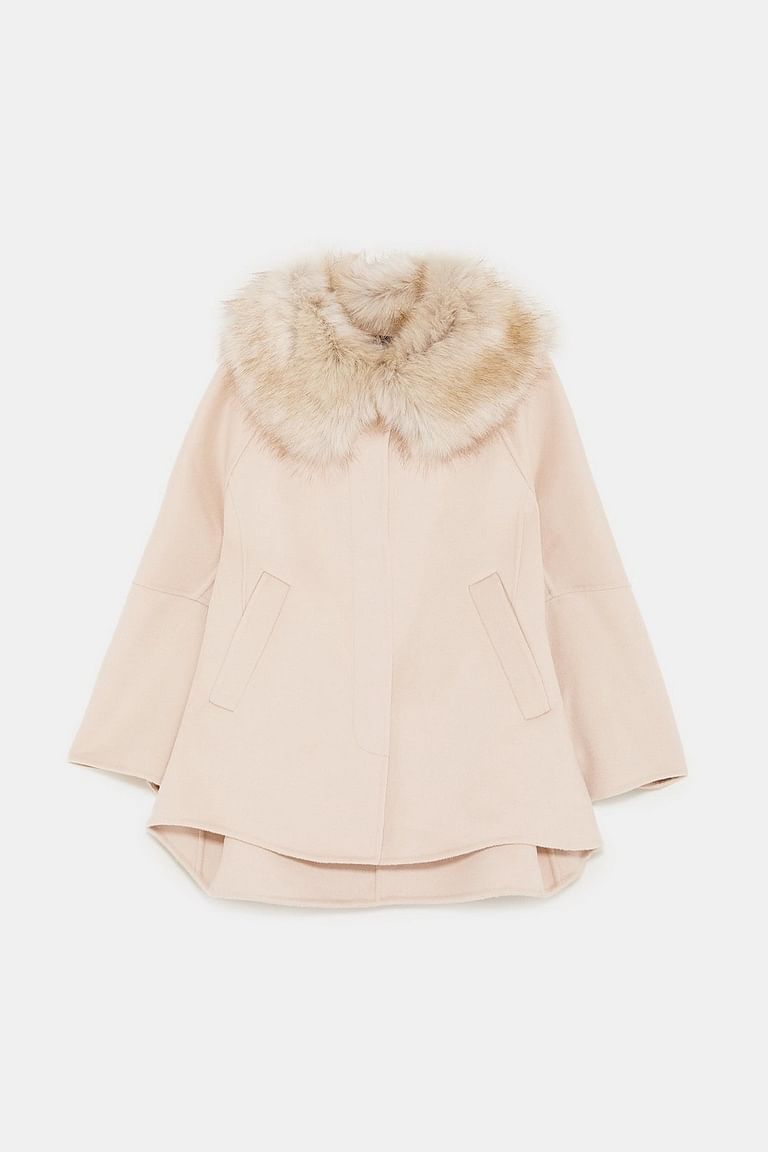 Zara textured cheap cape coat