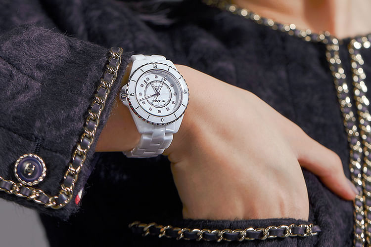 white chanel watch with diamonds