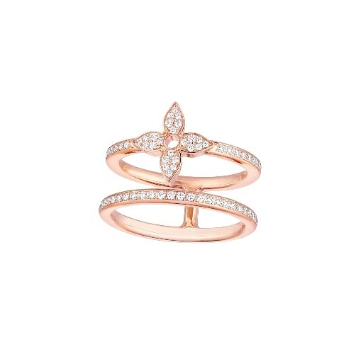 Idylle Blossom Two-Row Ring, Pink Gold And Diamonds - Jewelry