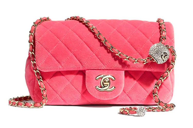 Chanel Pearl Crush Flap Bag Quilted Velvet with Crystal Detail