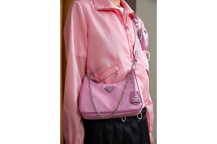 Prada Re-edition 2005 Nylon Chain Shoulder Bag - Pink