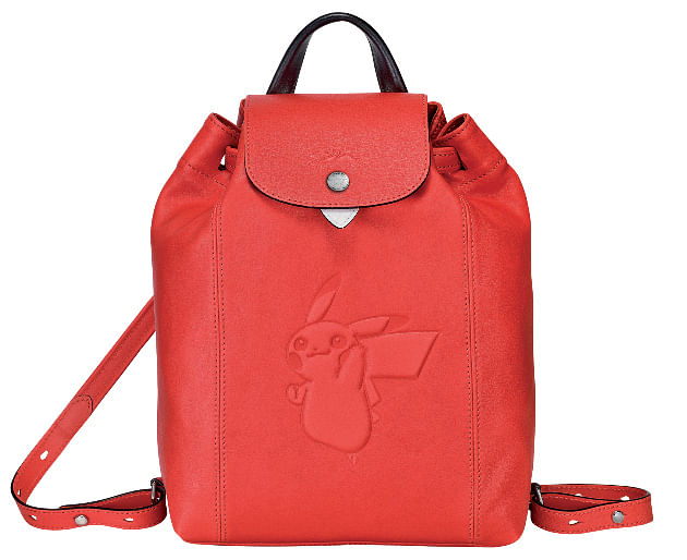 Longchamp Le Pliage Cuir Leather Backpack In Red
