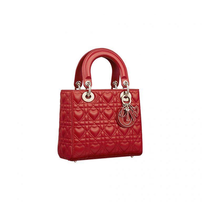 Túi mini Dior Lady trắng Dioramour Bag Latte Cannage Lambskin with Heart  Motif White