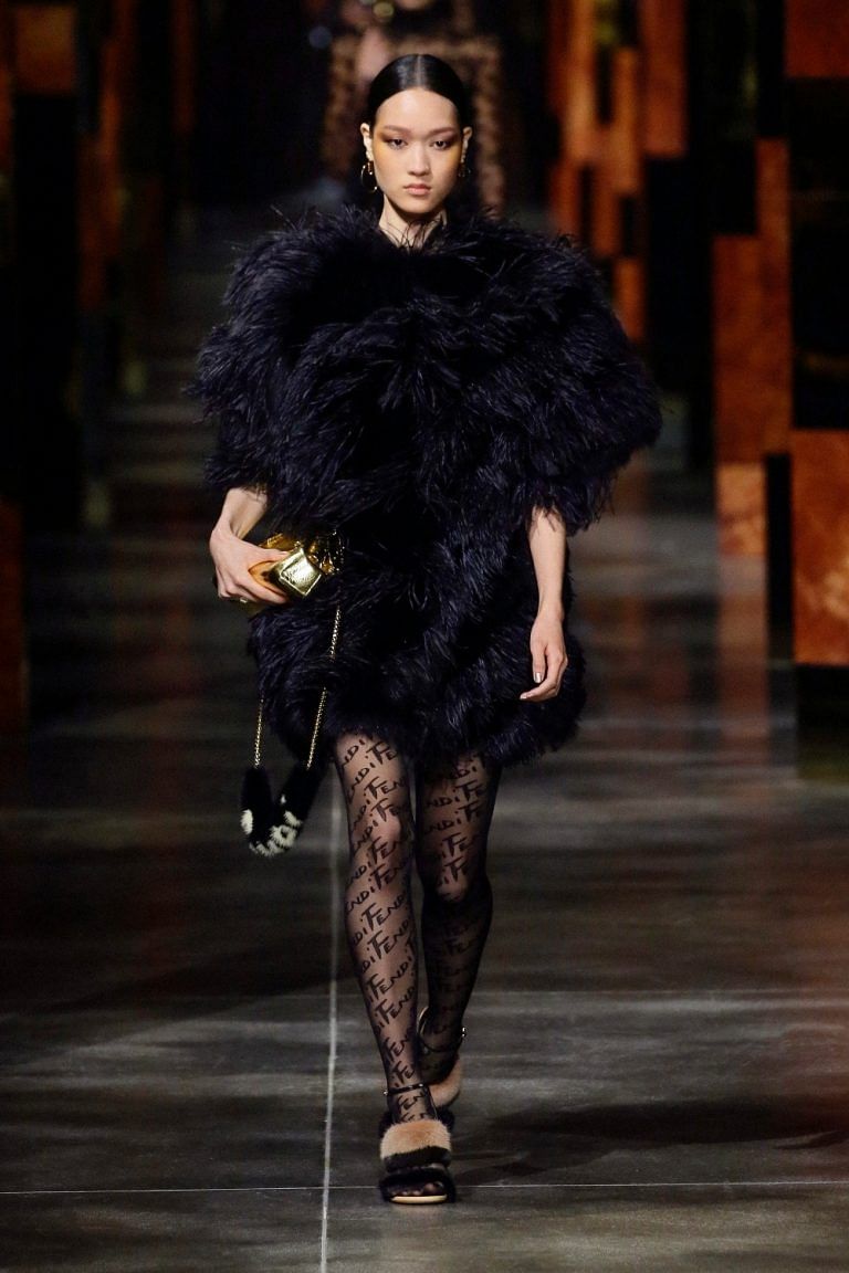 Fendi black fur on sale coat