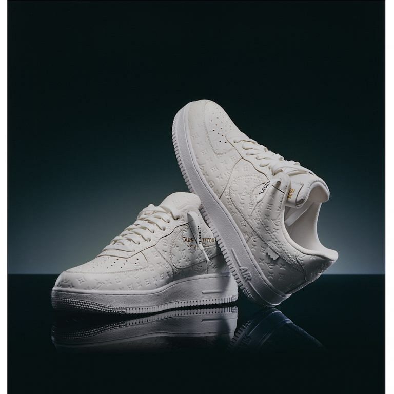 Louis Vuitton X Nike Embossed Leather Nike Air Force 1 Low Top Sneakers  Size 39 at 1stDibs