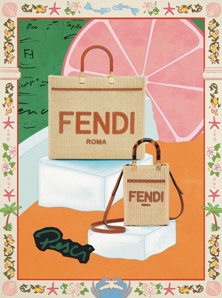 Fendi Brown Jacquard Interlace Canvas Mini Mon Tresor For Sale at