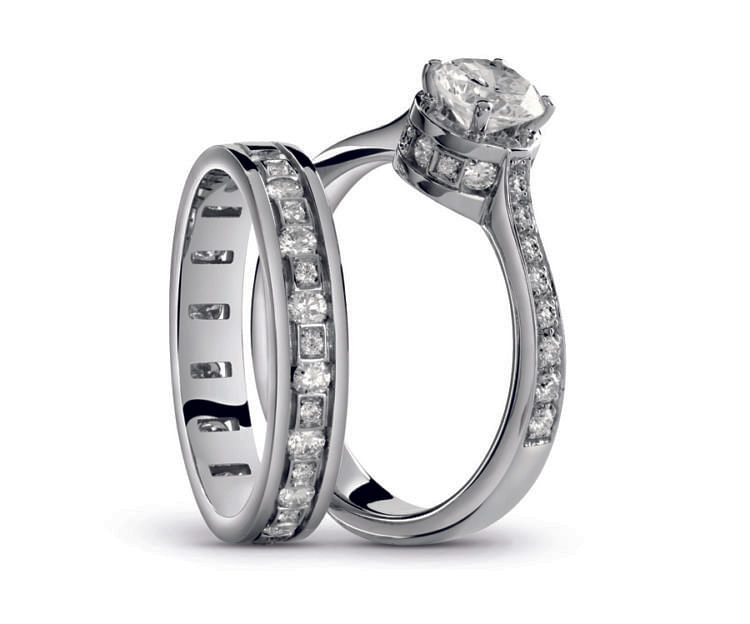 Damiani Belle Epoque solitaire and ring eternity in white gold and diamonds